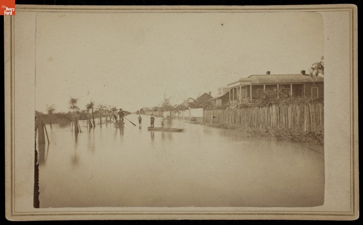 Men in Rowboats on River, New Orleans, Louisiana, 1860-1890