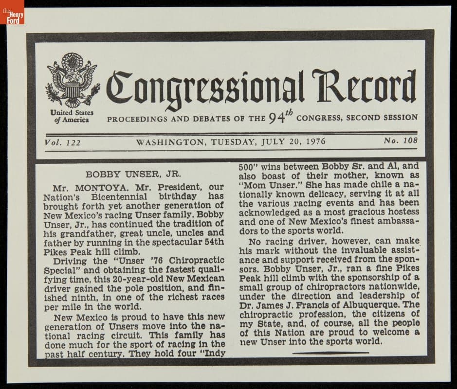 Bobby Unser Collection--Photographs--Family--Bobby Unser Jr.--Item117