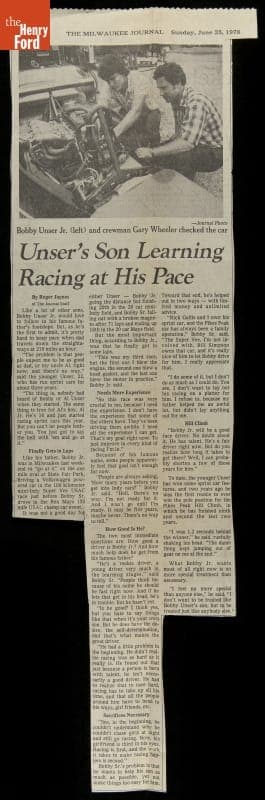 Bobby Unser Collection--Photographs--Family--Bobby Unser Jr.--Item123