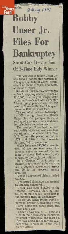 Bobby Unser Collection--Photographs--Family--Bobby Unser Jr.--Item127