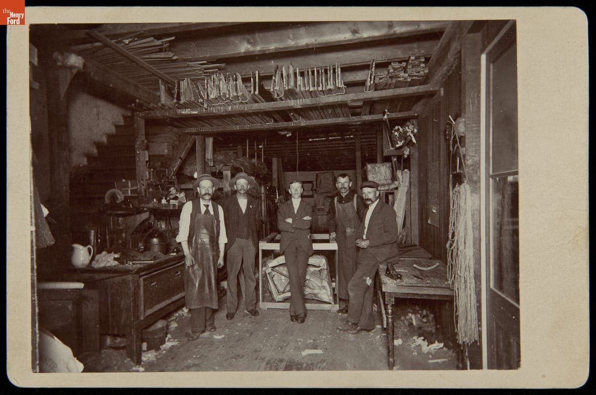 Upholsterers inside Shop, circa 1895