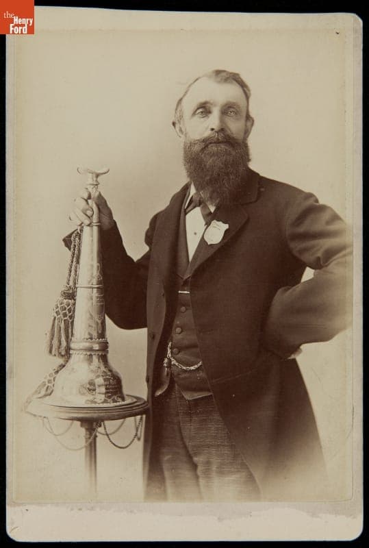 Fire Chief James Hill with Fire Trumpet, Oakland, California, circa 1895