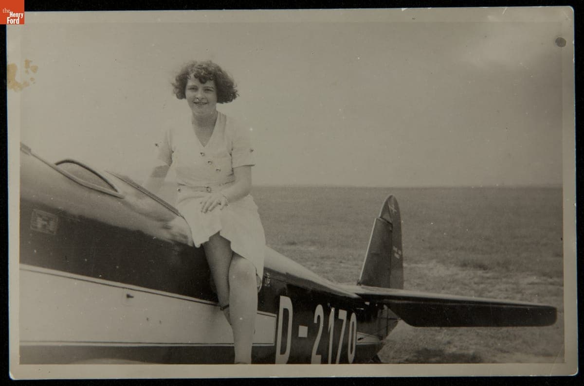 Lola Fuchs Seated in an Airplane, circa 1932