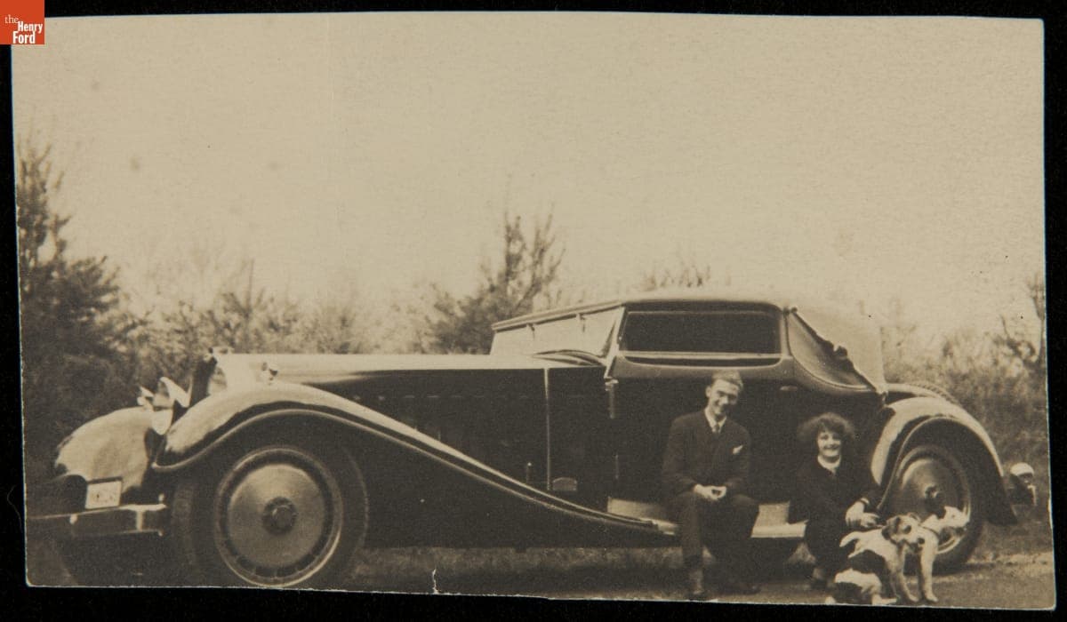 Horst Lattke and Lola Fuchs Seated on a 1931 Bugatti Type 41 Royale, Frankfurt, Germany, September 1932
