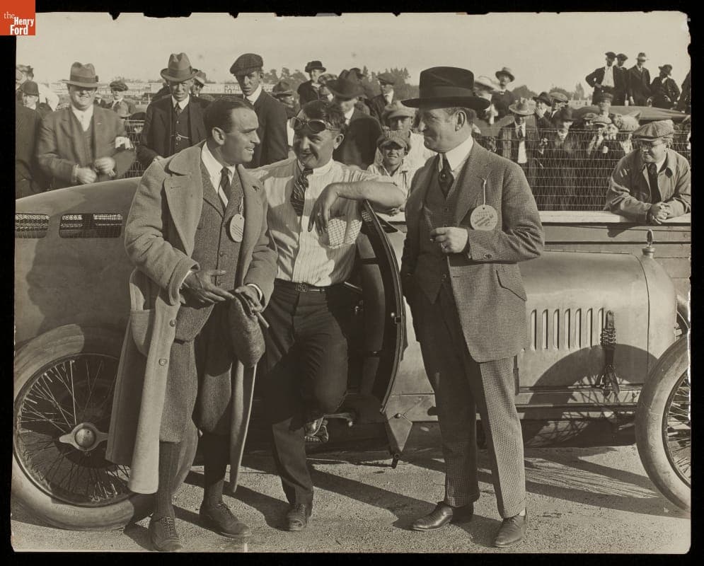 Barney Oldfield and Douglas Fairbanks at Ascot Speedway, Los Angeles, California, 1917