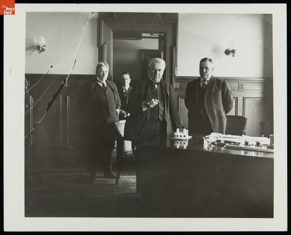 Arthur Williams, Nicholas Brady, Thomas Edison and Thomas Murray at New York Edison Company, 1908