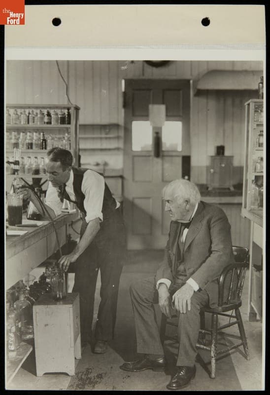 George Hart and Thomas Edison Experimenting on Rubber in the West Orange Laboratory, 1929