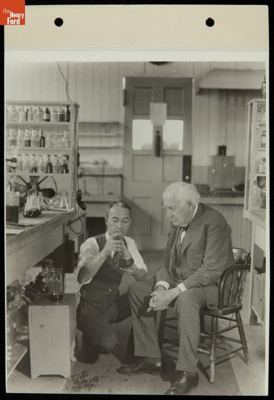 George Hart and Thomas Edison Experimenting on Rubber in the West Orange Laboratory, 1929