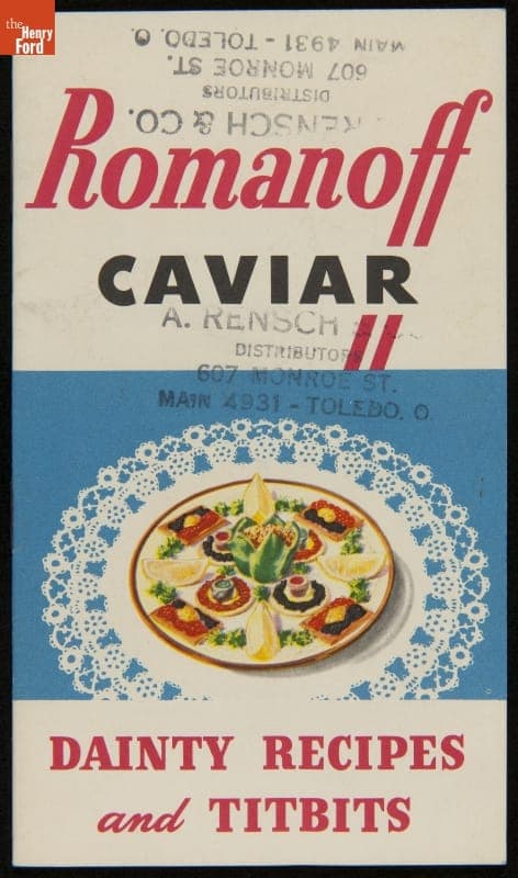 Advertising Brochure, "Romanoff Caviar, Dainty Recipes and Titbits," 1947