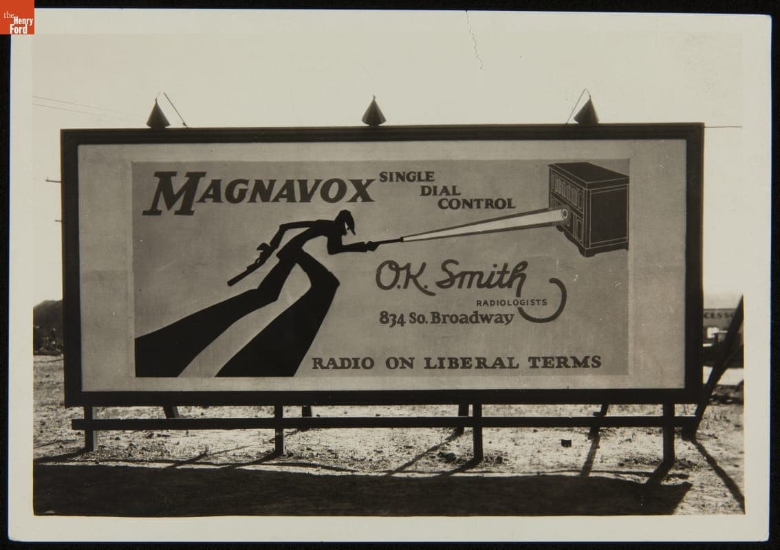 Billboard Advertising the Magnavox Single Dial Control Radio, 1926