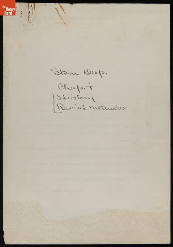 Manuscript for the Book "Skin Deep," circa 1926