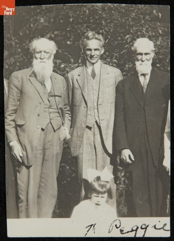 John Burroughs, Henry Ford, Eden Burroughs, and Peggie, 1913