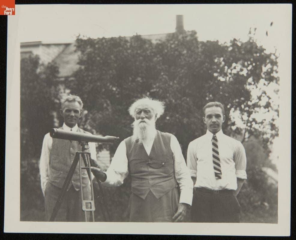 Henry Ford, John Burroughs and Edsel Ford, Concord, Massachusetts, August 1913