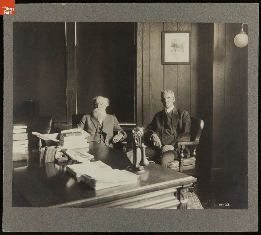 John Burroughs and Henry Ford in Henry Ford's Office at the Highland Park Plant, June 1913