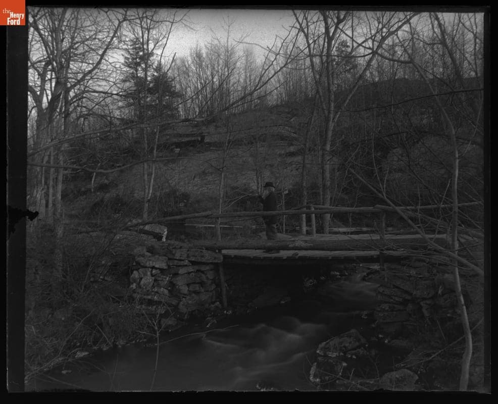 John Burroughs on Bridge over Shattega Creek, 1899