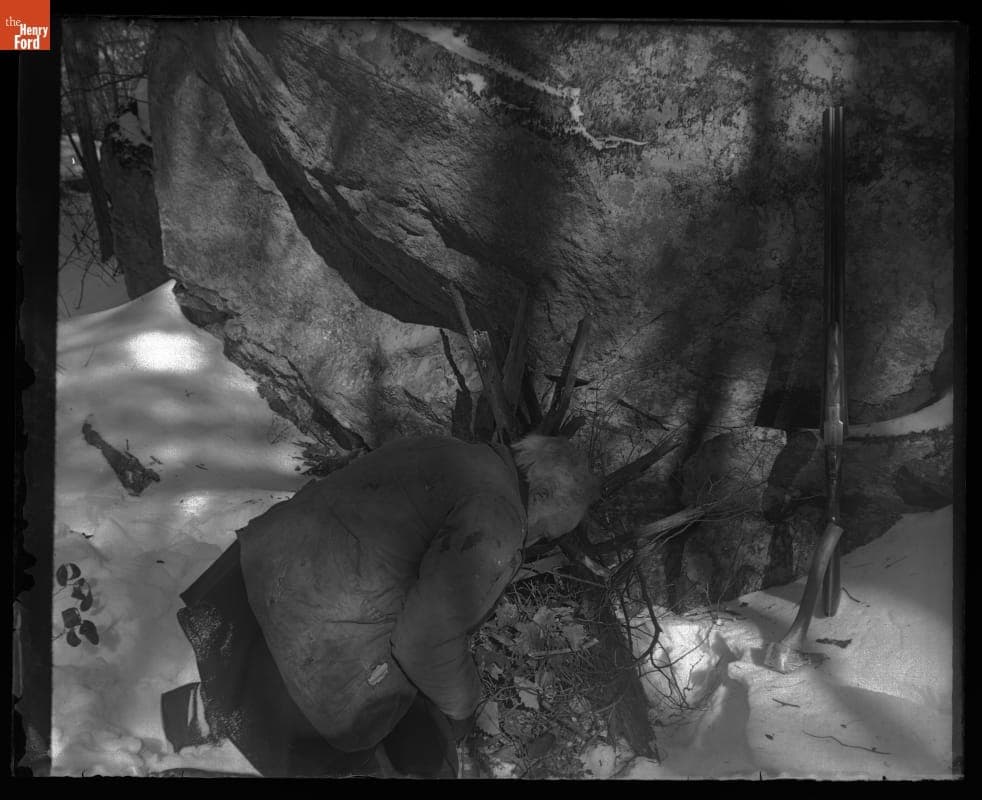 John Burroughs Lighting a Campfire, 1900