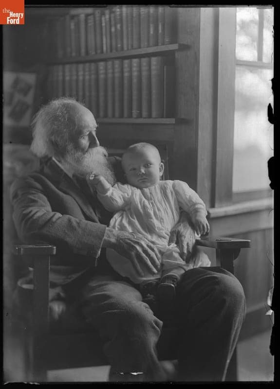 John Burroughs Holding His Grandson, John, at Riverby, 1909