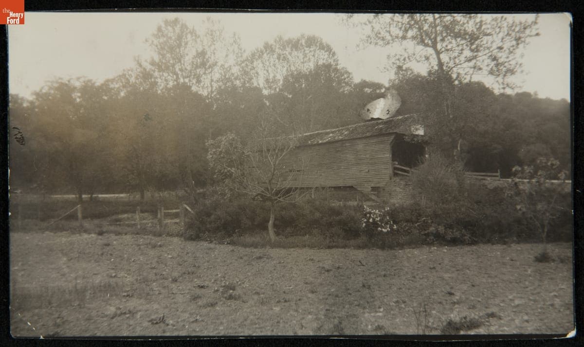 Documentary Photograph of Ackley Covered Bridge at West Finley, Pennsylvania, before Relocation to Greenfield Village, 1937