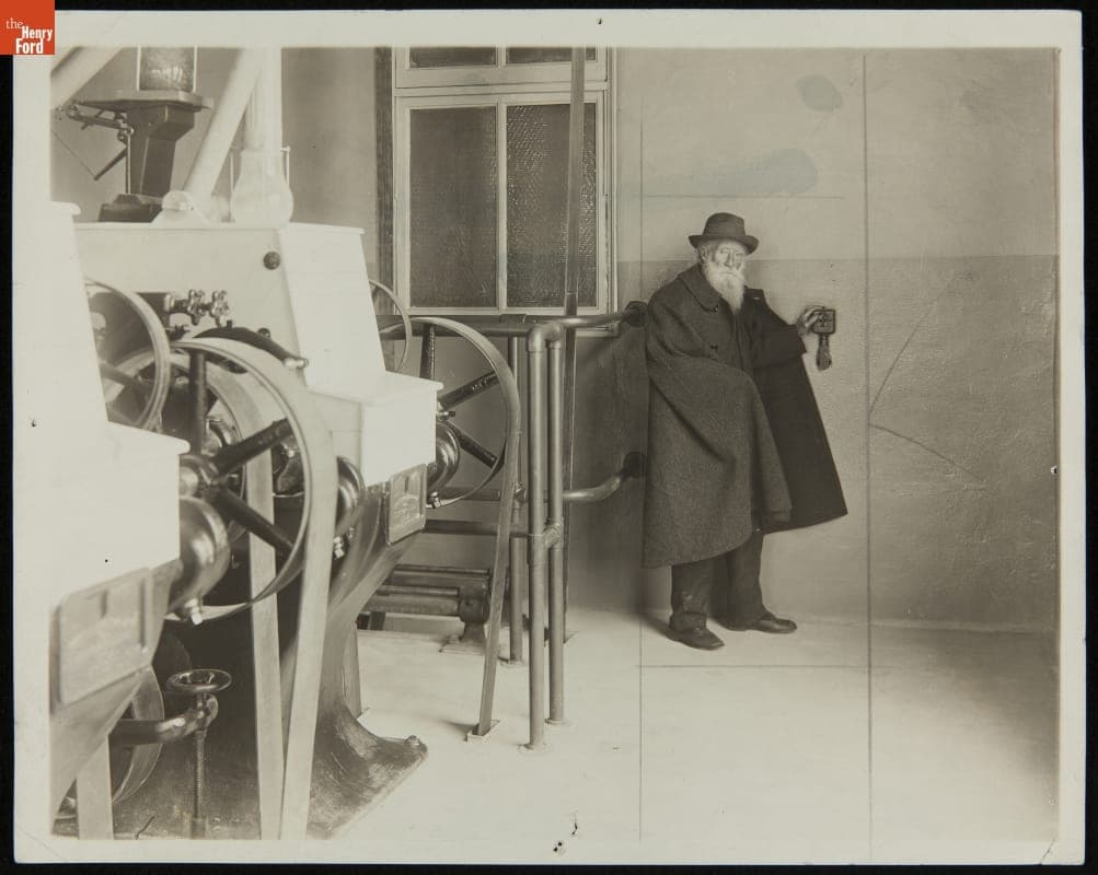John Burroughs Starting the Ford Flour Mill on Its First Day of Operation, December 1920