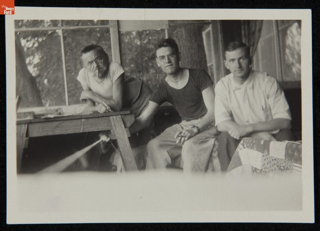 Charles Steinmetz, William Smith, and Emil Remscheid at "Camp Mohawk," 1919