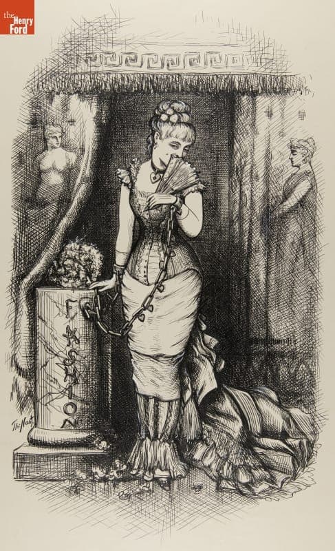 Etching Proof from a Thomas Nast Drawing, "The Slave of Fashion," 1878