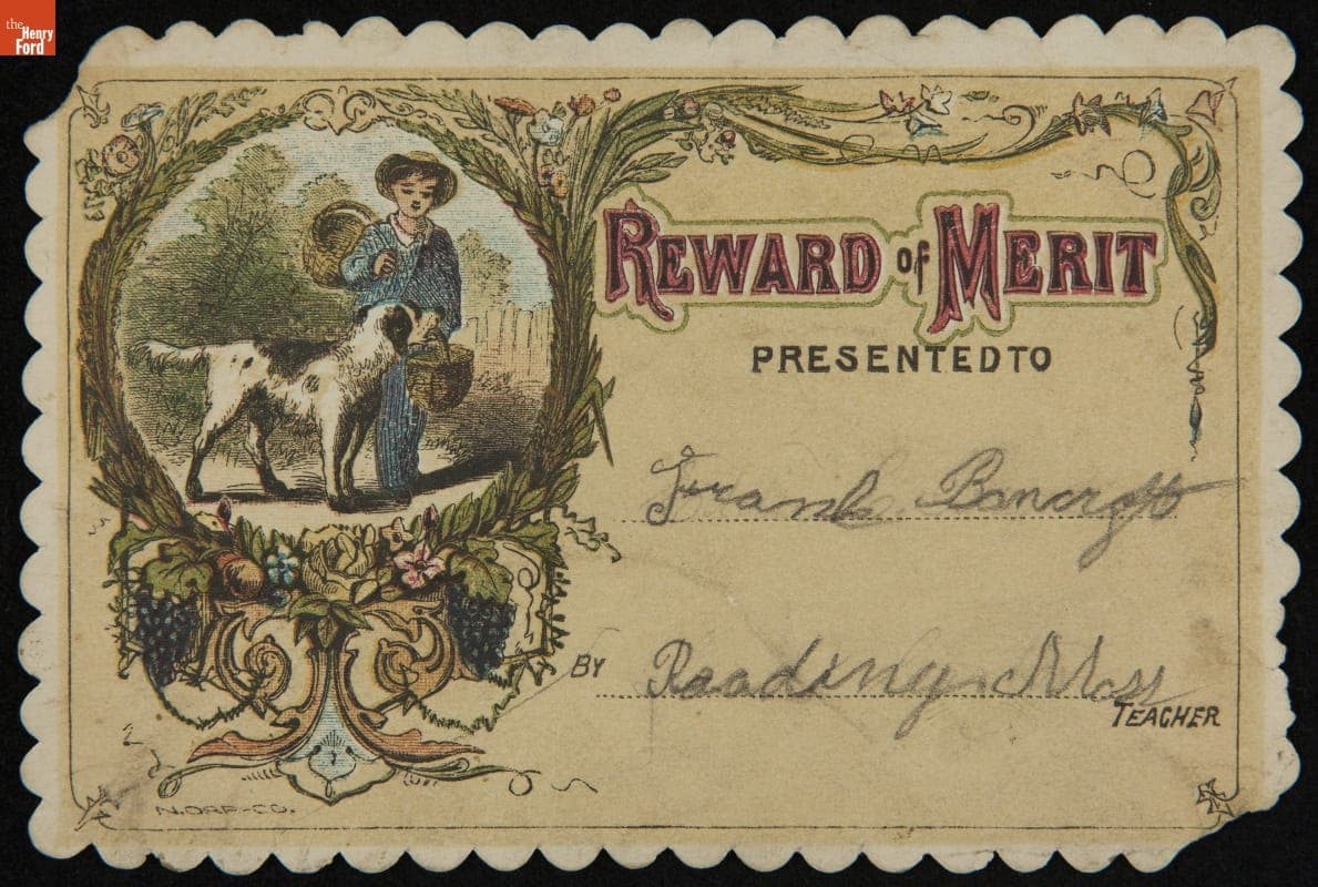 School Reward of Merit Given to Frank Bancroft, 1868-1873