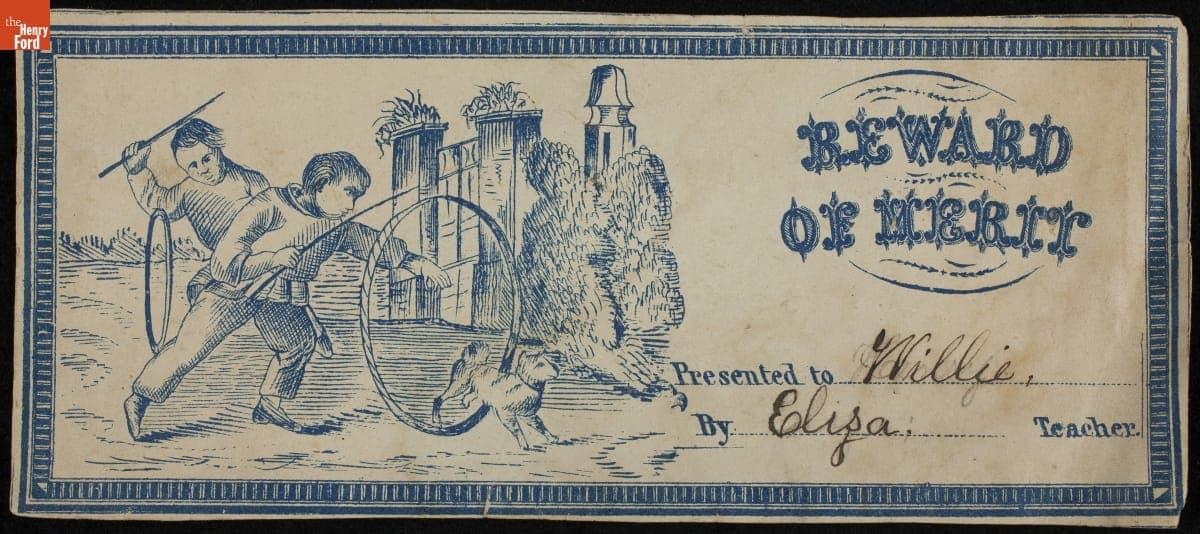 School Reward of Merit Given to Willie Eastman, 1840-1880