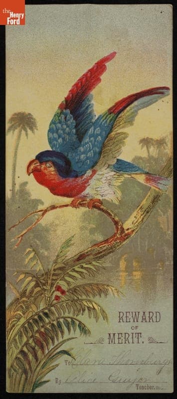 School Reward of Merit Given to Clara Thornburgh, 1870-1900