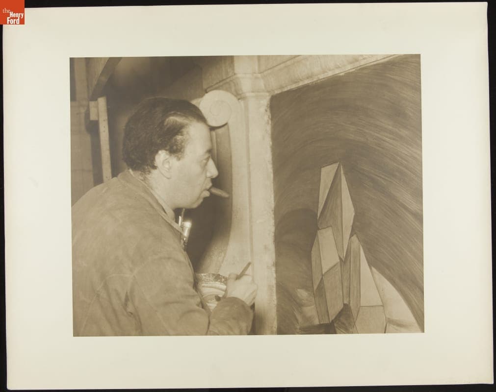 Diego Rivera Working on the "Detroit Industry" Fresco Cycle at Detroit Institute of Arts, 1932