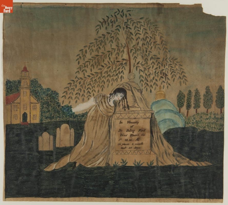 Watercolor Painting, Memorial for Dr. Peleg Ford, 1814