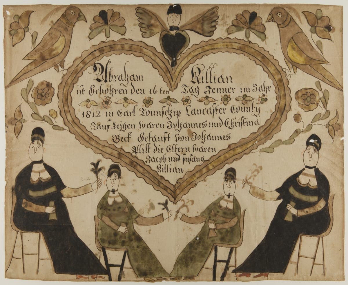 Birth and Baptismal Certificate for Abraham Killian, circa 1812