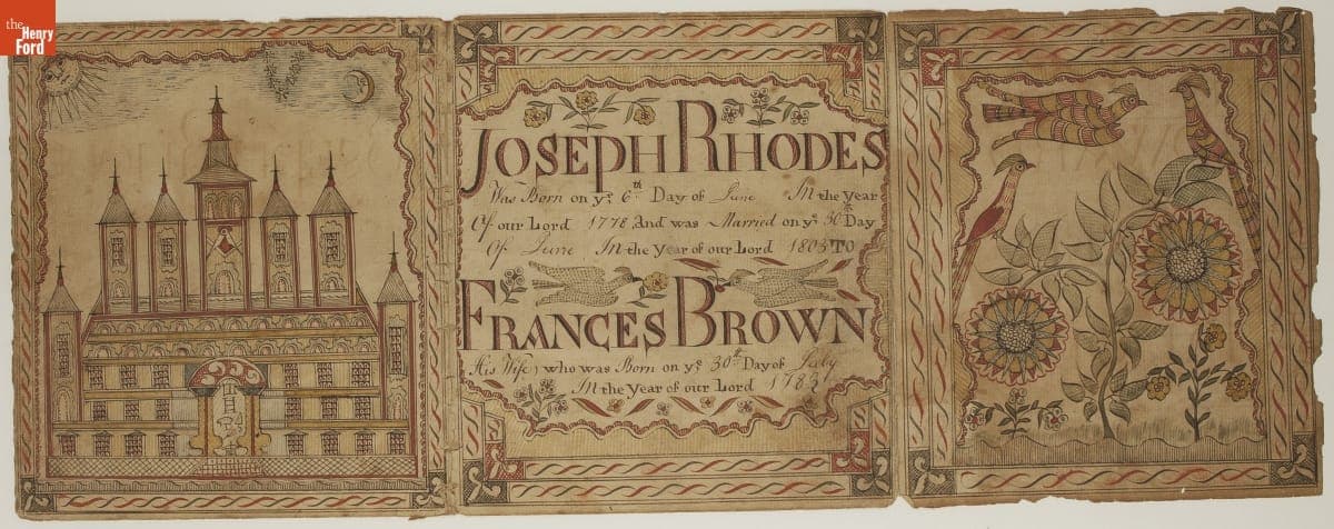 Marriage Certificate for Joseph Rhodes and Frances Brown, circa 1803