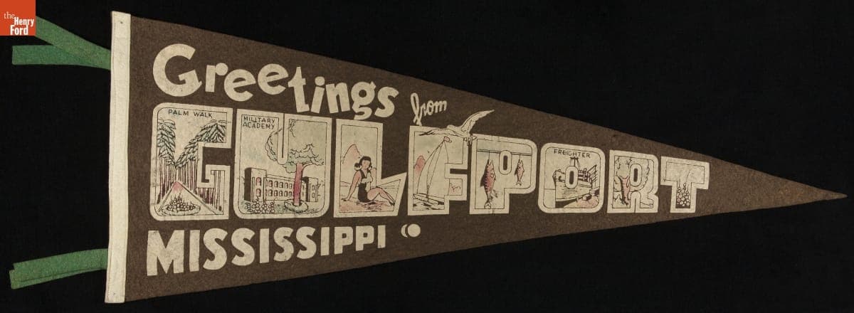 Pennant, "Greetings from Gulfport, Mississippi," 1940-1965
