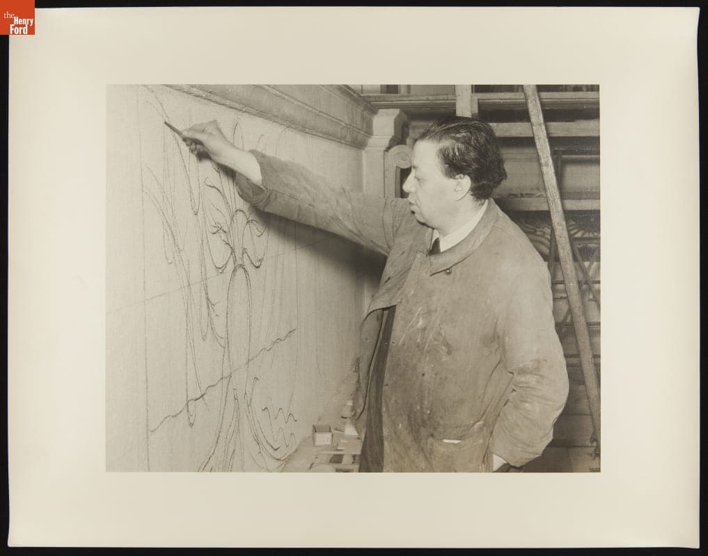 Diego Rivera Working on the "Detroit Industry" Fresco Cycle at Detroit Institute of Arts, 1932