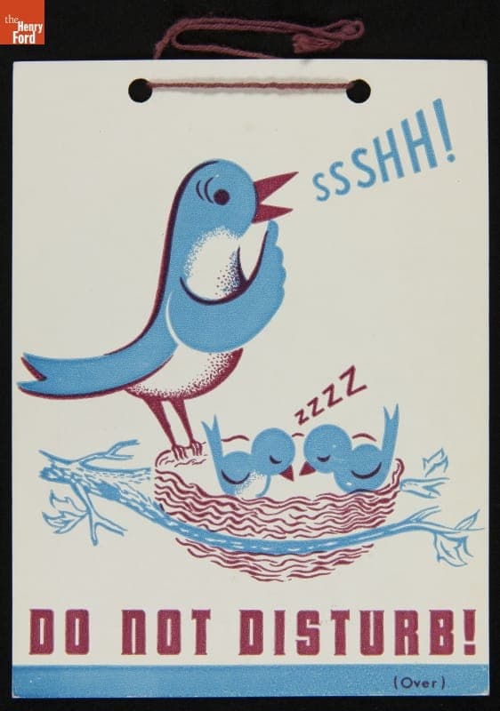 Sign, "SSSHH!  Do Not Disturb!" 1950-1960