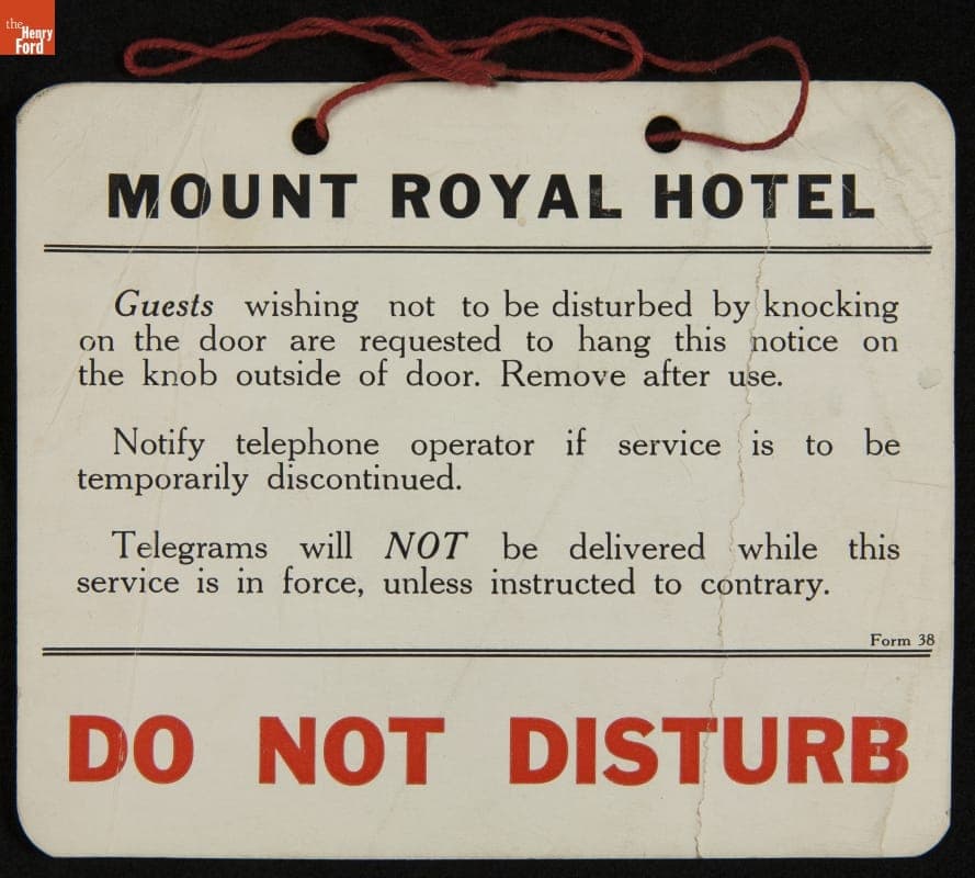 Sign, "Do Not Disturb," 1930-1939