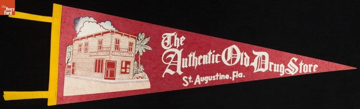 Pennant, "The Authentic Old Drugstore, St. Augustine, Fla.," 1940-1965