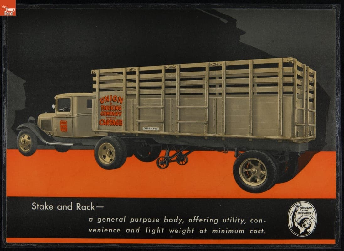 Fruehauf Trailer Co. Advertising Card, "Stake and Rack," 1931-1941