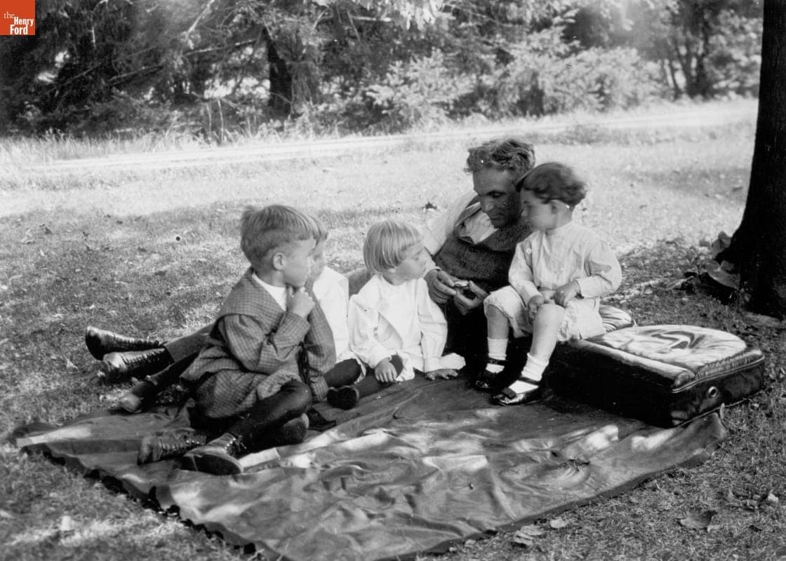 Henry Ford on Picnic with Bryant Family Children, circa 1915