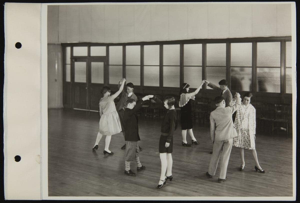 Edison Institute School Students in the Dance Room of Ford Engineering Laboratory, May 1929