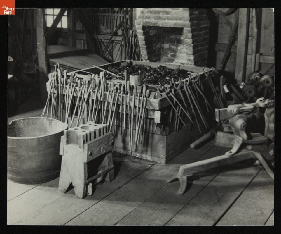 Interior of the Caleb Taft Blacksmith Shop in Henry Ford Museum, April 1934