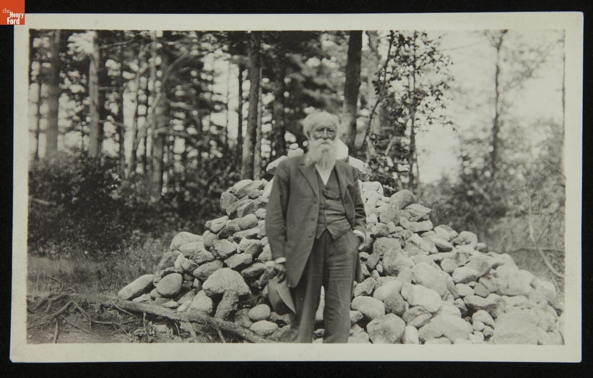 John Burroughs at the Site of Thoreau's Walden Pond Cabin, September 1913