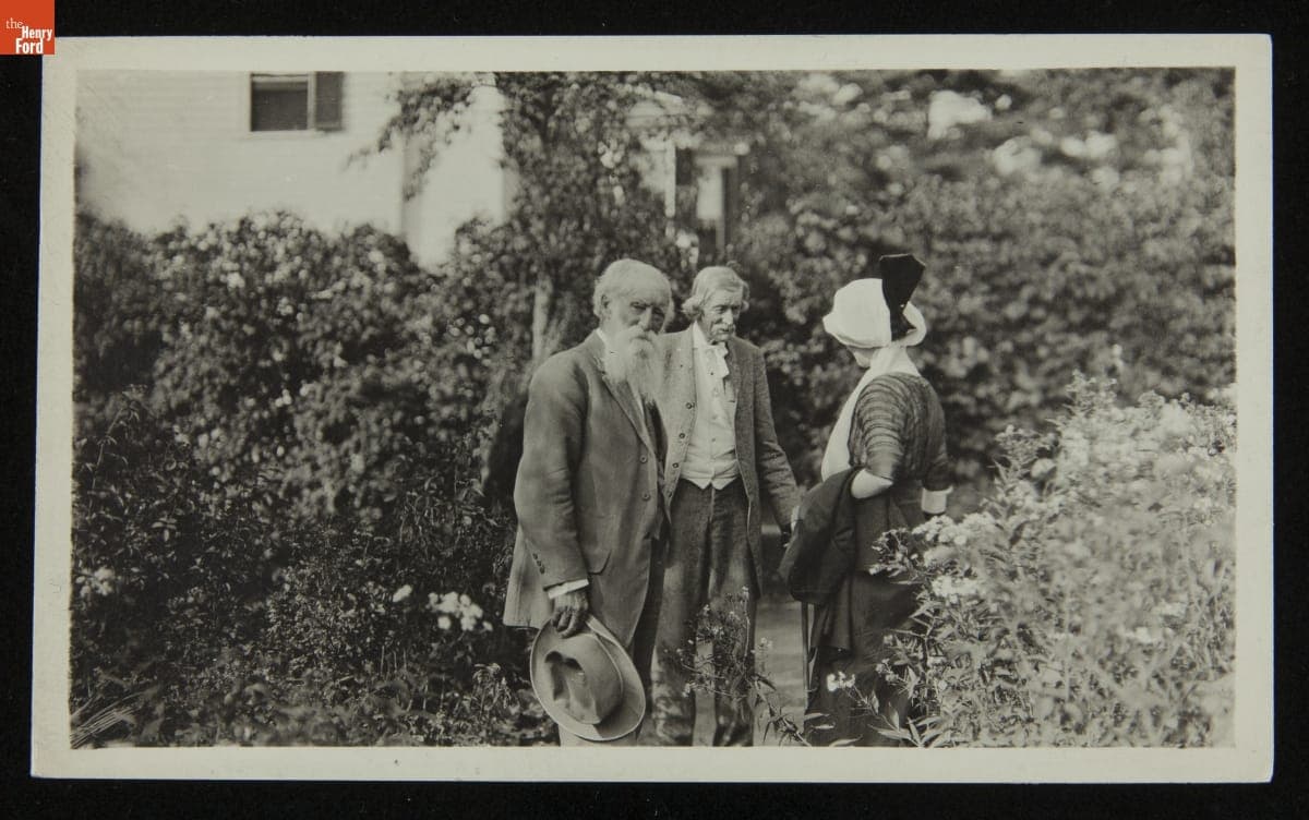 John Burroughs, Frank Sanborn, and Clara Barrus at the Ralph Waldo Emerson House, 1913