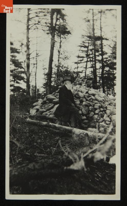 John Burroughs at the Site of Thoreau's Walden Pond Cabin, 1917