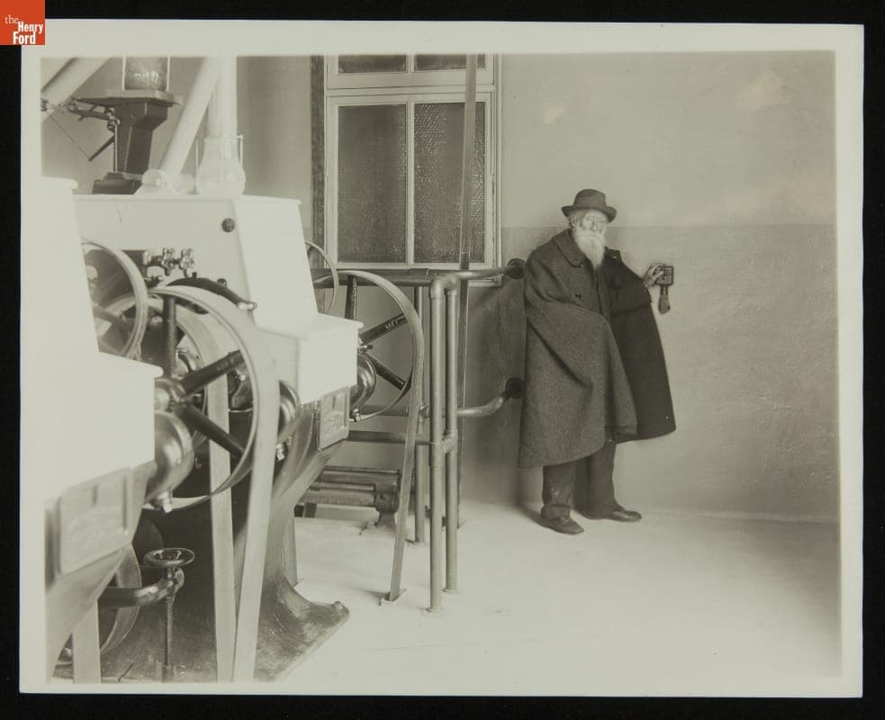 John Burroughs Starting the Ford Flour Mill on Its First Day, December 1920