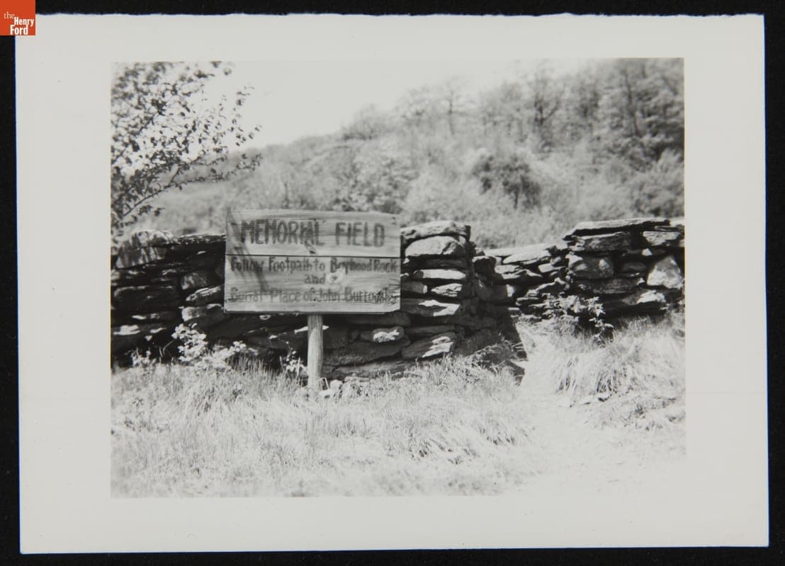 Sign Marking a Footpath to John Burroughs' Burial Place, Roxbury, New York, 1944