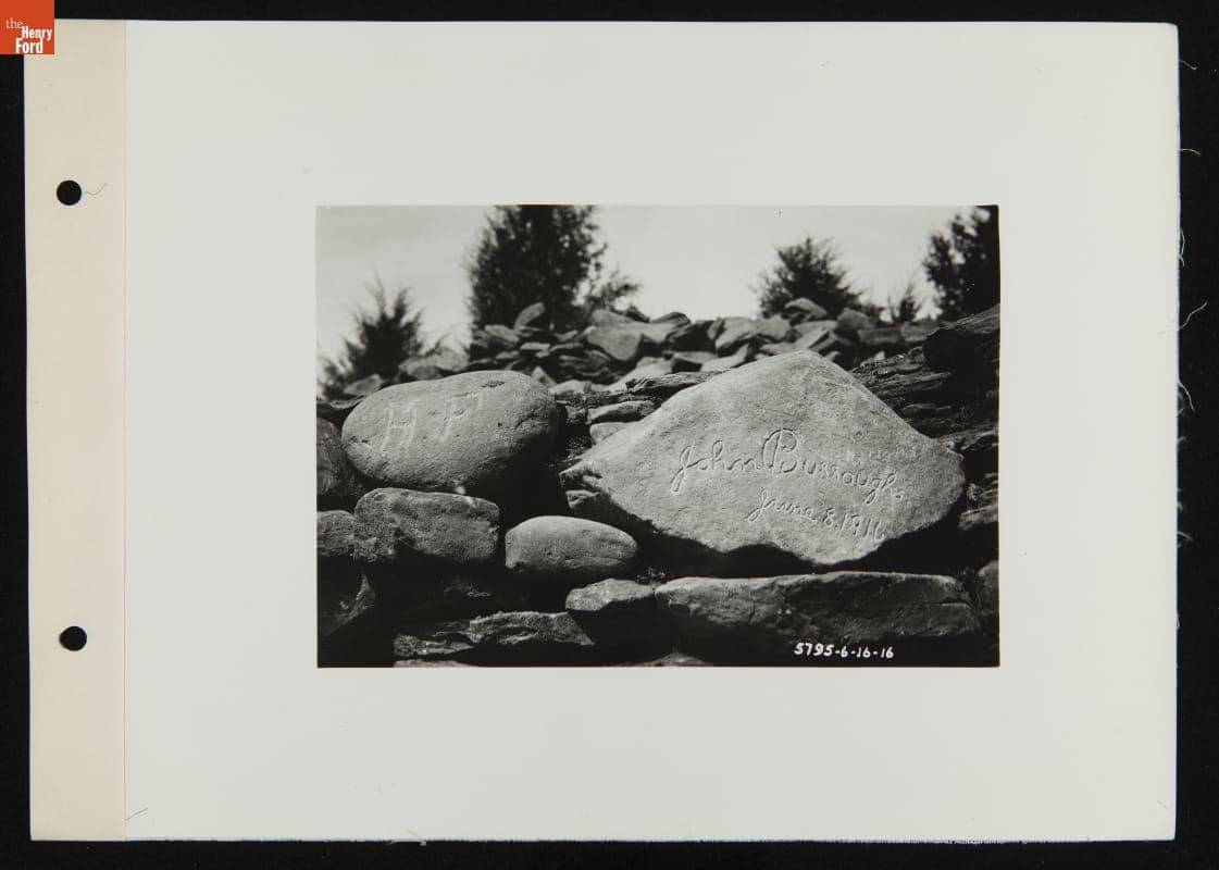 Stones with John Burroughs' Signature and Henry Ford's Initials for "Burroughs' Grotto" at Fair Lane, 1916