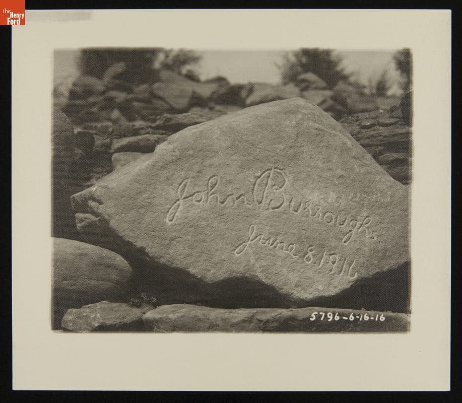 Stone with John Burroughs' Signature for "Burroughs' Grotto" at Fair Lane, 1916
