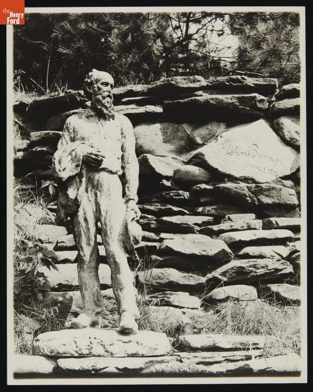 John Burroughs Statue, "Summit of the Years," in "Burroughs' Grotto" at Fair Lane, circa 1930
