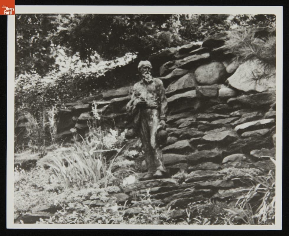 John Burroughs Statue, "Summit of the Years," in "Burroughs' Grotto" at Fair Lane, circa 1930
